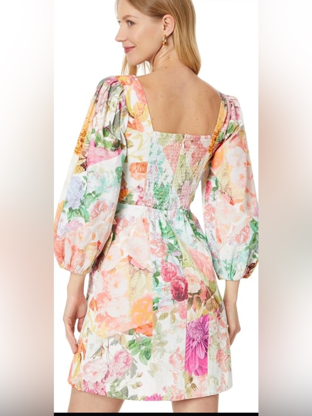 Vince Camuto Pastel Floral Puff-Sleeve Mini Dress - Multi